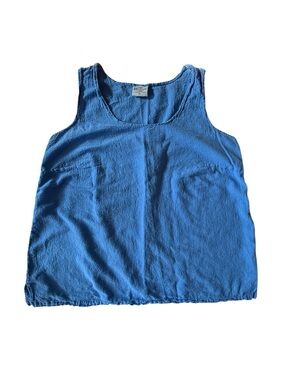 Cottonseed Casual Wear Blue Vintage Cotton Woven Tank Made in USA XL